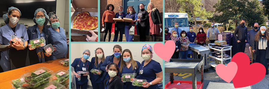 Collage of employees enjoying treats for Valentines Day